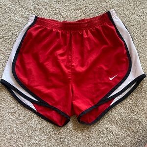Red Nike shorts, extra small